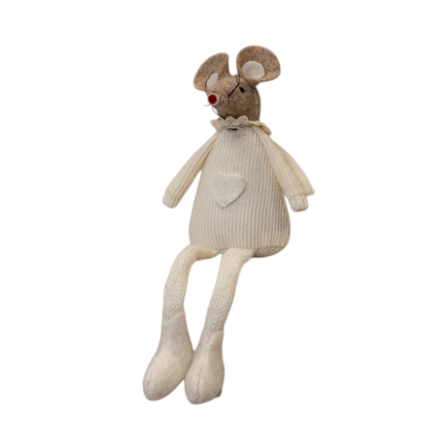 Cream Fabric Sitting Mouse H17cm