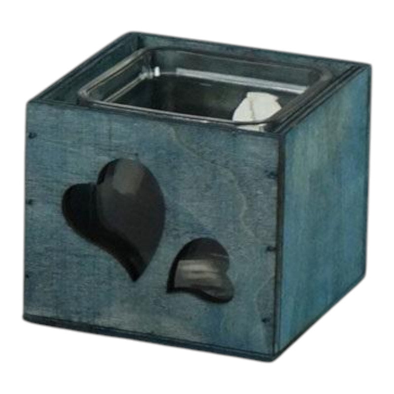Blue Tealight With Cut Out Heart Detail