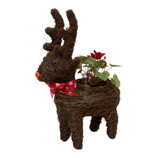 Standing Reindeer Planter with Christmas Scarf
