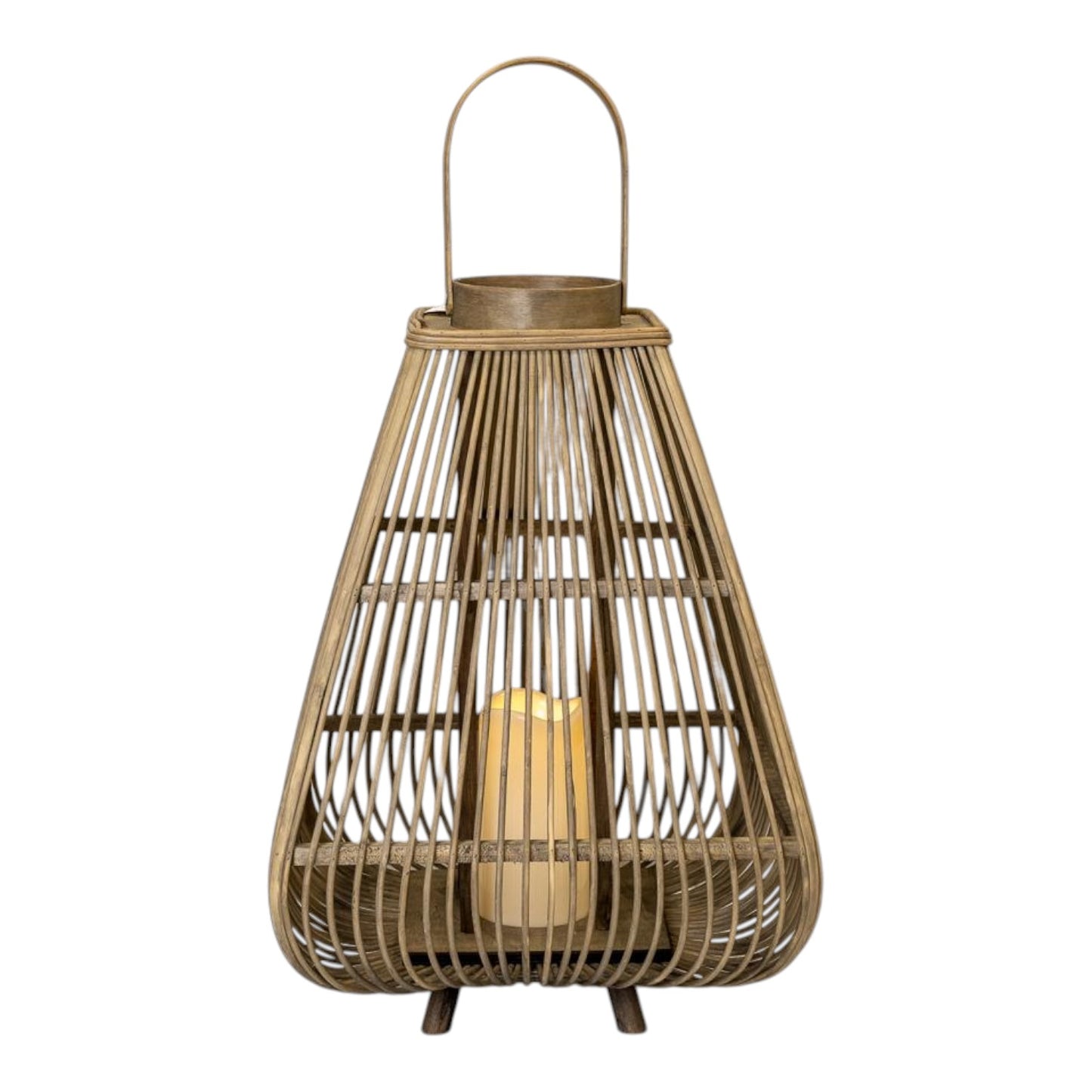 Large Bamboo Lantern With Led Candle