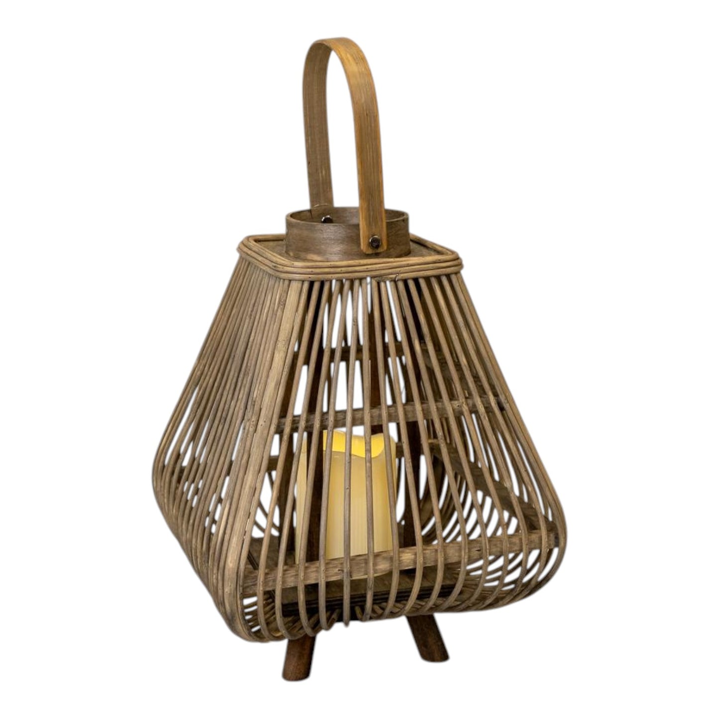 Small Bamboo Lantern With Led Candle