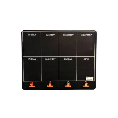 Black Weekly Memo Board With Copper Clips