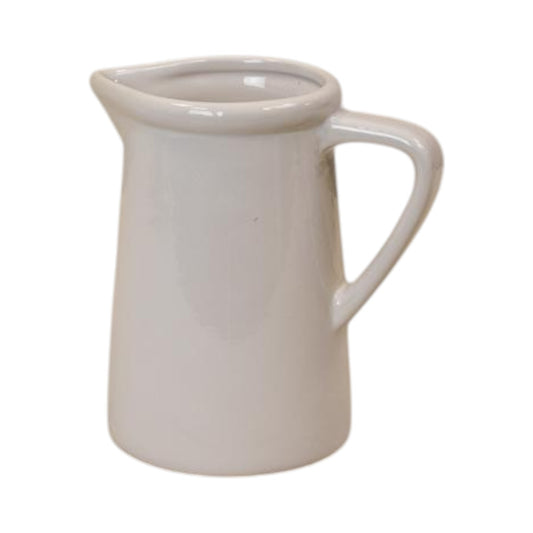 Medium White Ceramic Jug TD8cm H14cm B11.5cm