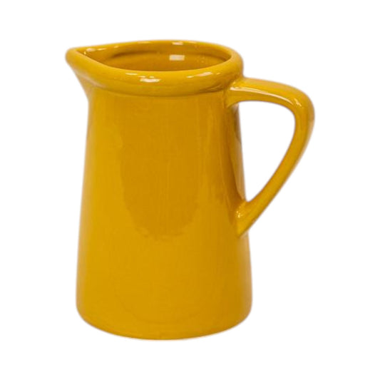 Medium Burnt Yellow Ceramic Jug TD8cm H14cm B11.5cm