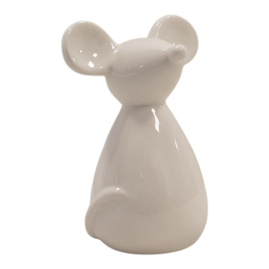 Medium White Ceramic Mouse