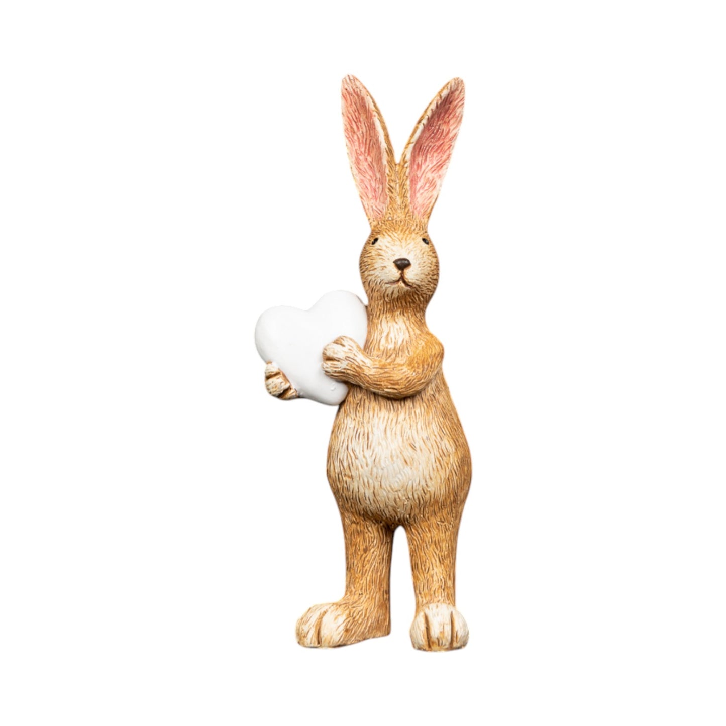 Natural Standing Rabbit Ornament Holding White Heart