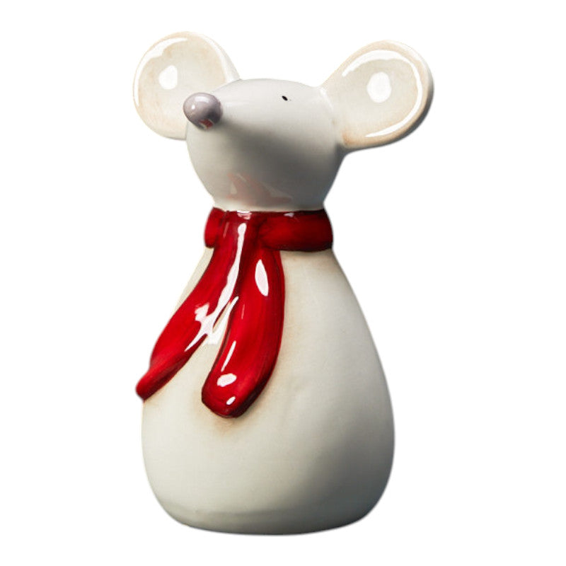 Ceramic mouse with red scarf