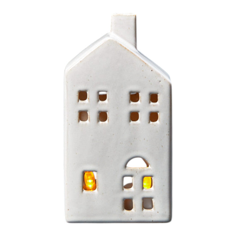 Ceramic house tealight with reactive glaze 8.5x6.3x16.7cm