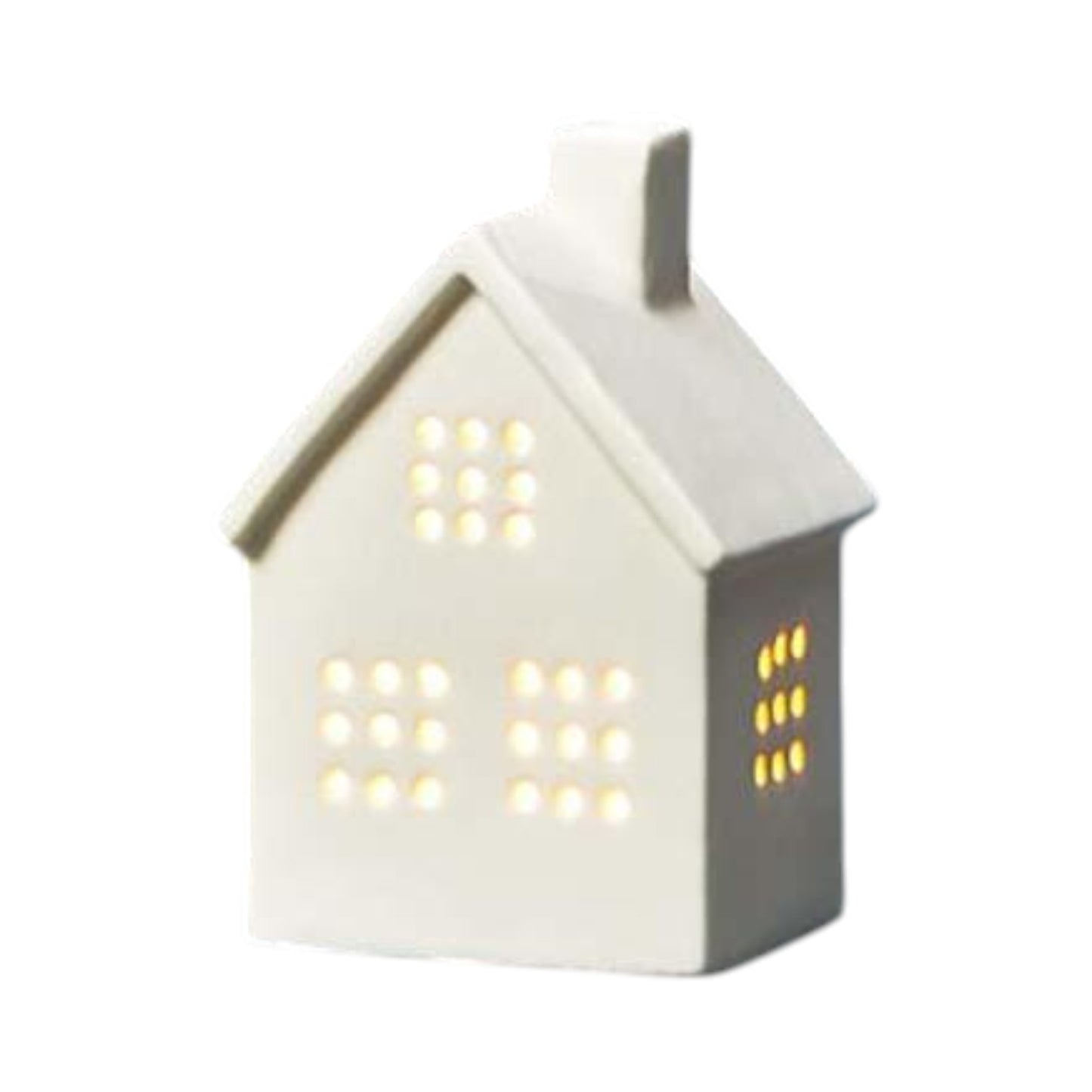 White Ceramic Led House 8X6.5X11.7cm