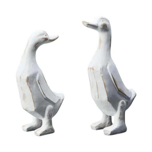 Mixed Whitewashed Wooden Ducks H18.7 W10 D6.4