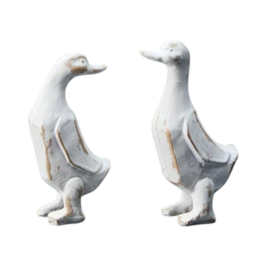 Mixed Whitewashed Wooden Ducks H12cm W7 D4.2