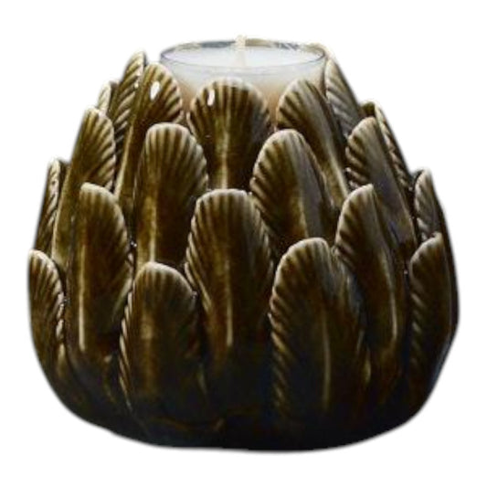 Green Ceramic Flower Tealight