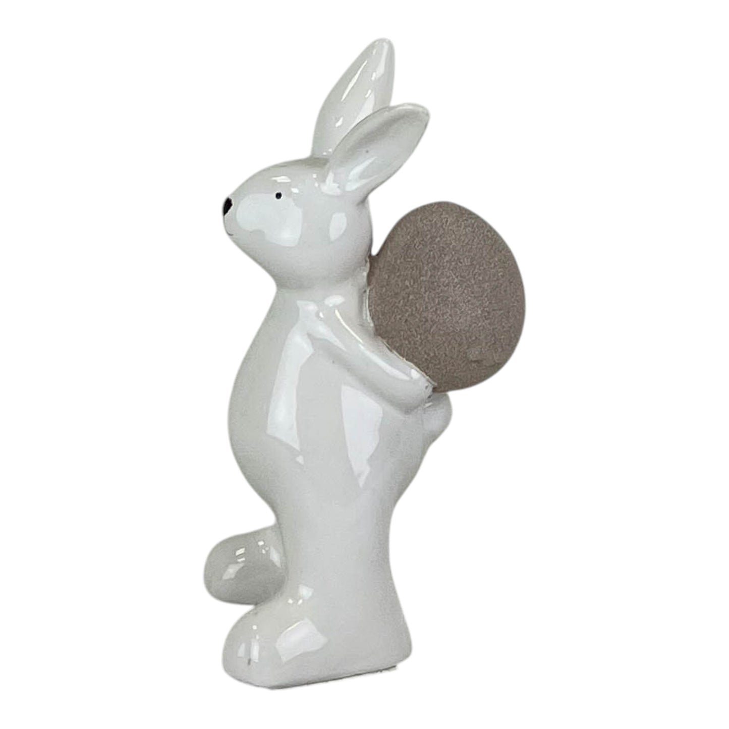 Ceramic White Rabbit Holding Egg 20.8cm