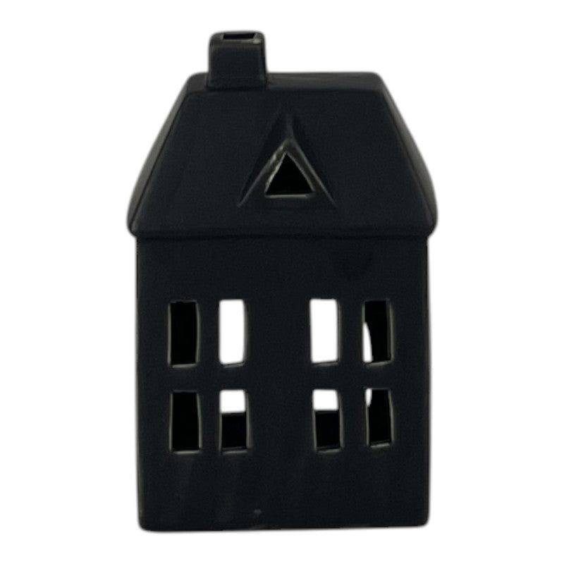 Black Ceramic House Tealight Holder L9.1xD6.8xH13.4