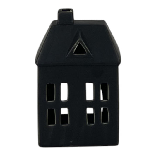 Black Ceramic House Tealight Holder L9.1xD6.8xH13.4
