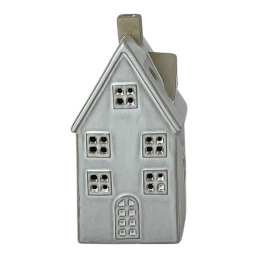 Glazed Ceramic House Ornament with Textured Detail and LED