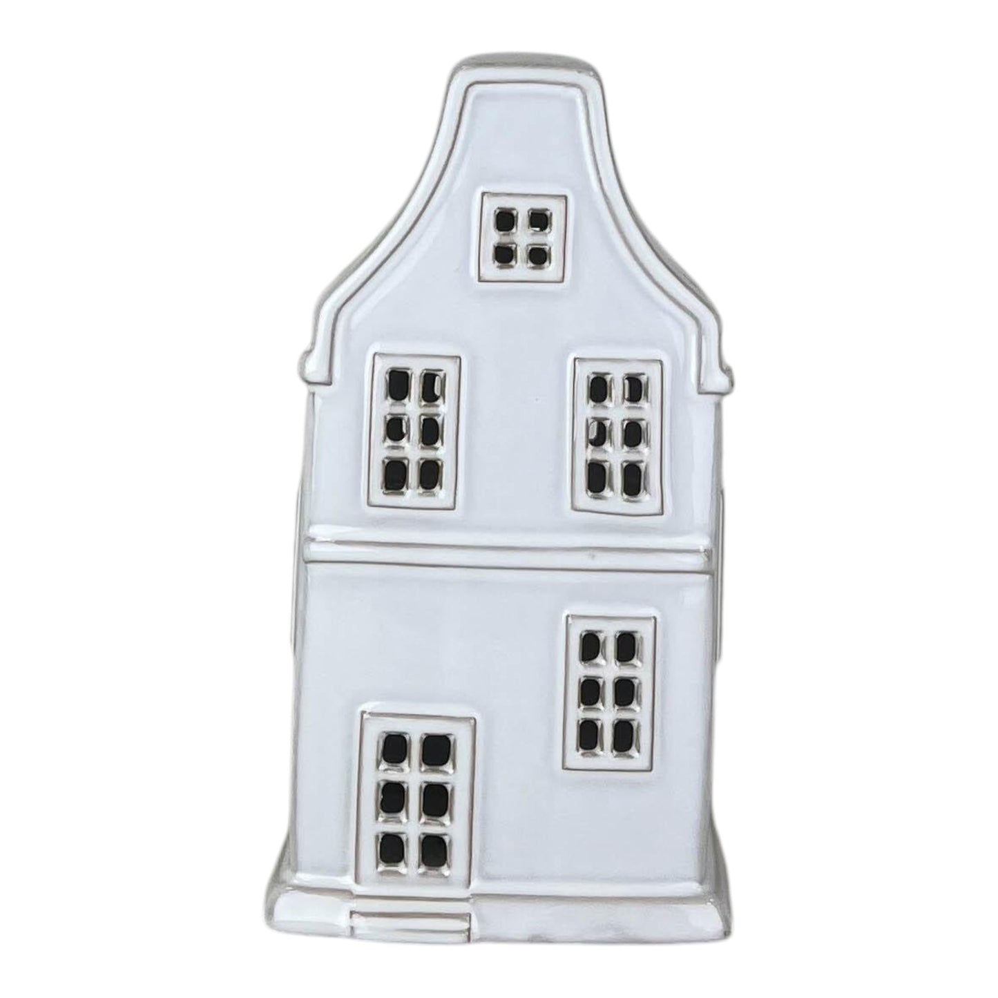White Ceramic House Ornament with LED (14.5cm)