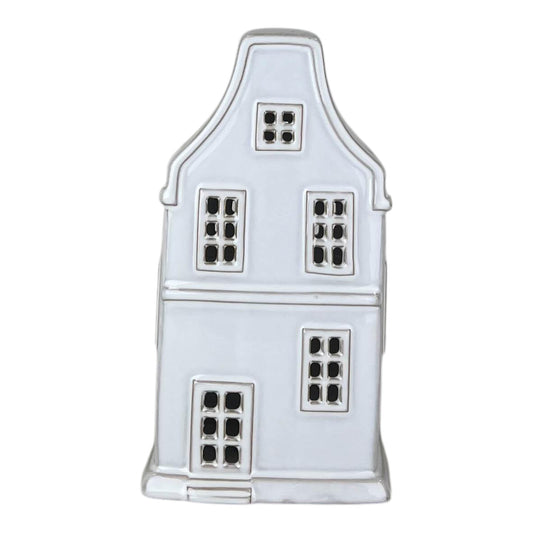 White Ceramic House Ornament with LED (14.5cm)