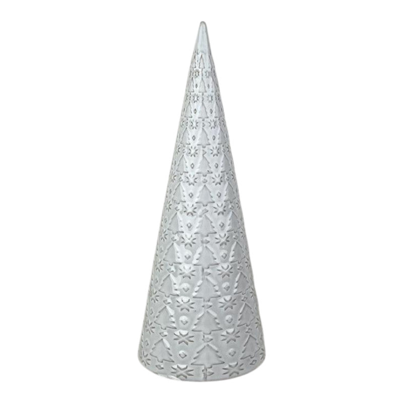 Glazed Ceramic Tree Ornament with Textured Detail L12.1xD12.1xH31.9cm