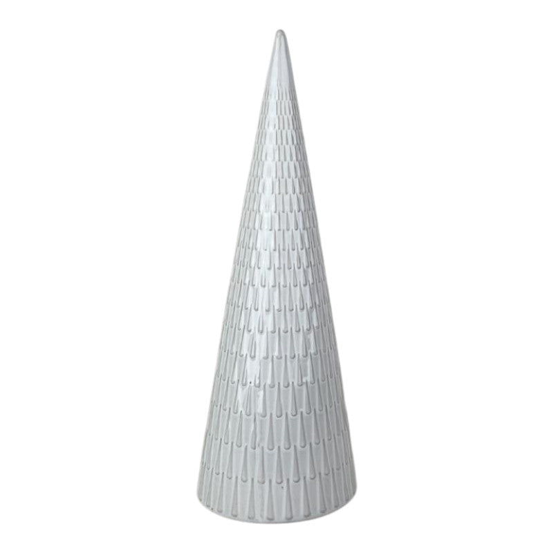 White Ceramic Tree Oranament with Textured Detail