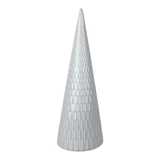 White Ceramic Tree Oranament with Textured Detail