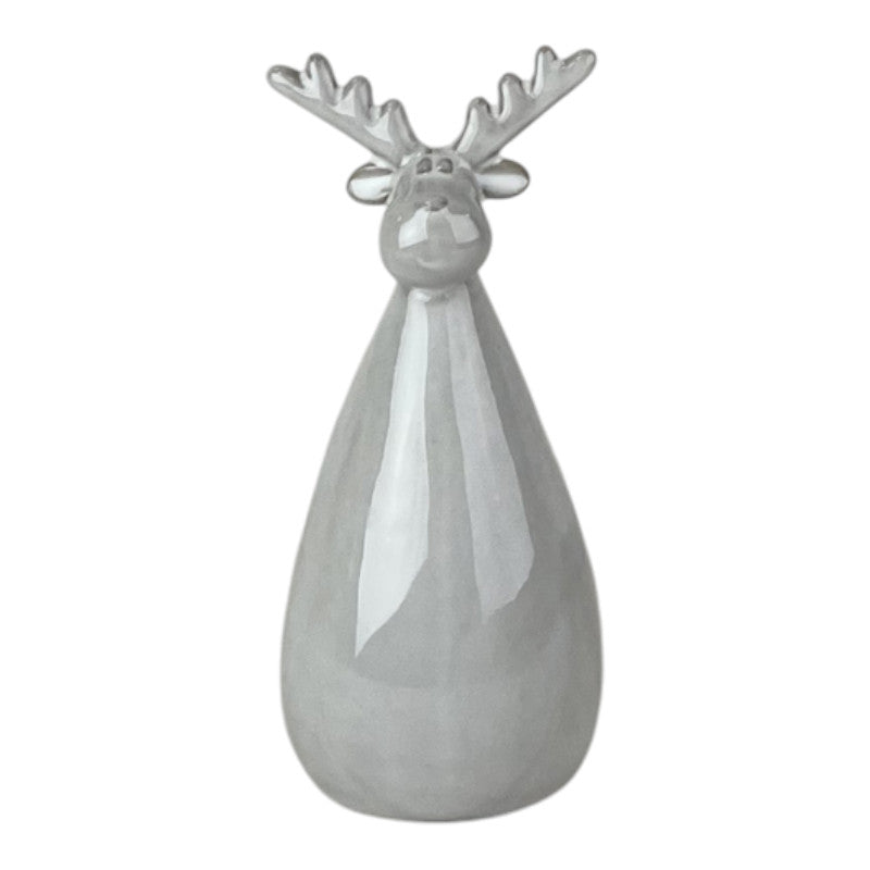 Glazed Ceramic Reindeer Ornament with Textured Detail