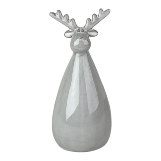 Glazed Ceramic Reindeer Ornament with Textured Detail