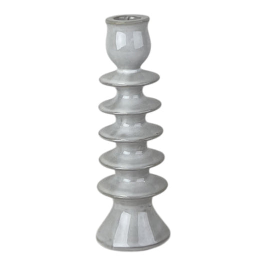 Glazed Ceramic Candle Holder with Textured Detail