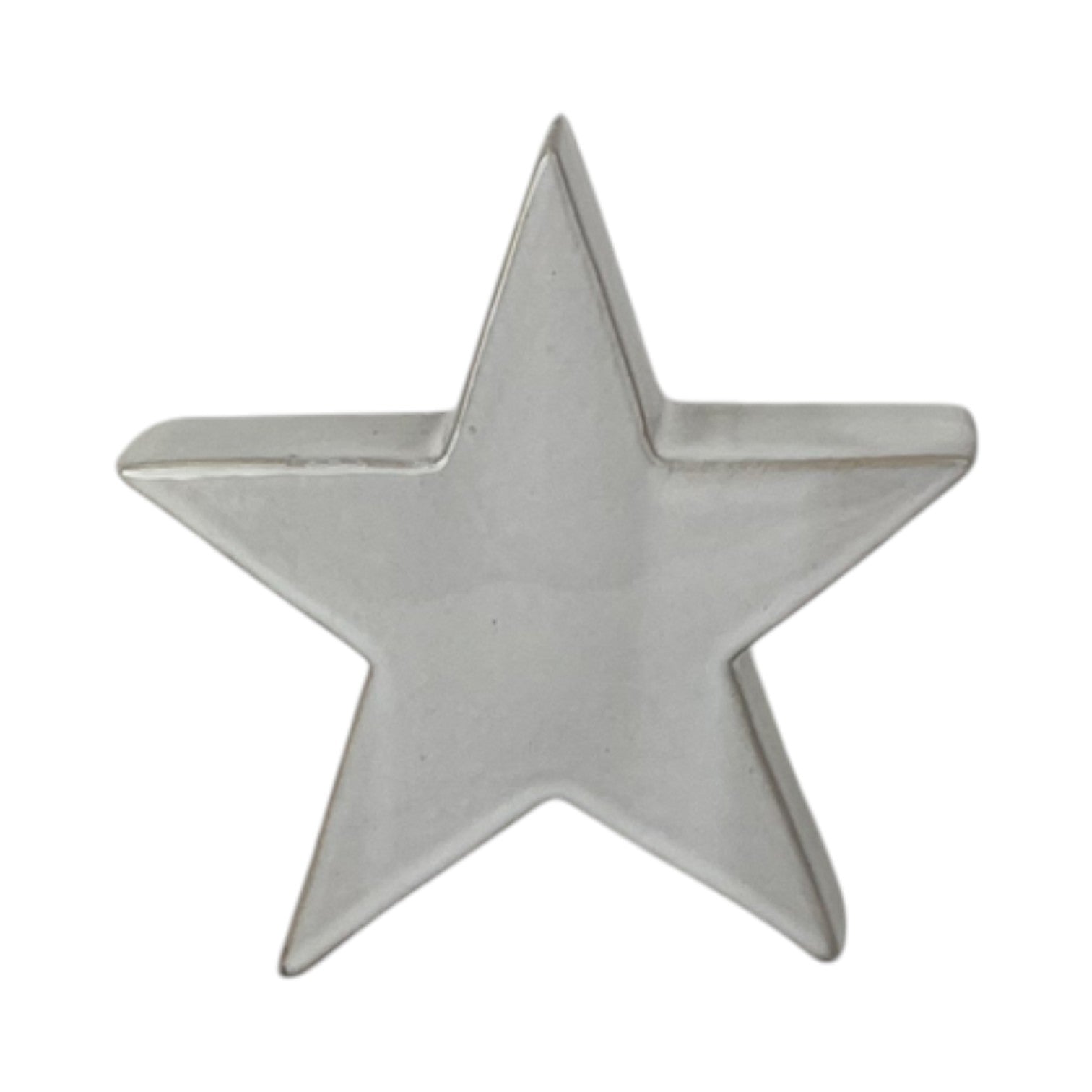 Glazed Ceramic Star Ornament with Textured Detail