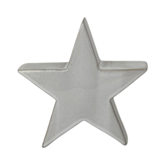 Glazed Ceramic Star Ornament with Textured Detail