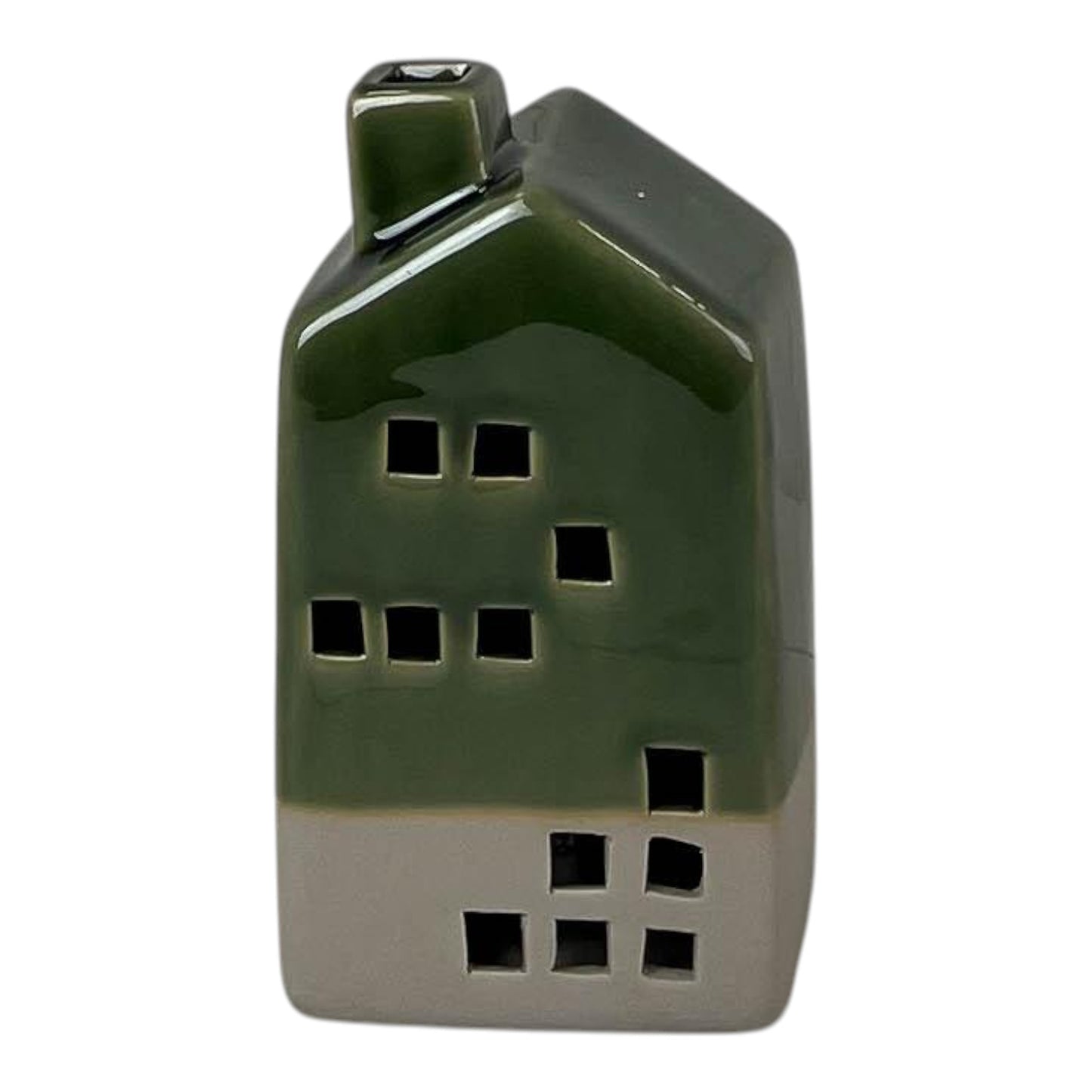 Green Ceramic House Decoration with LED (15.5cm)
