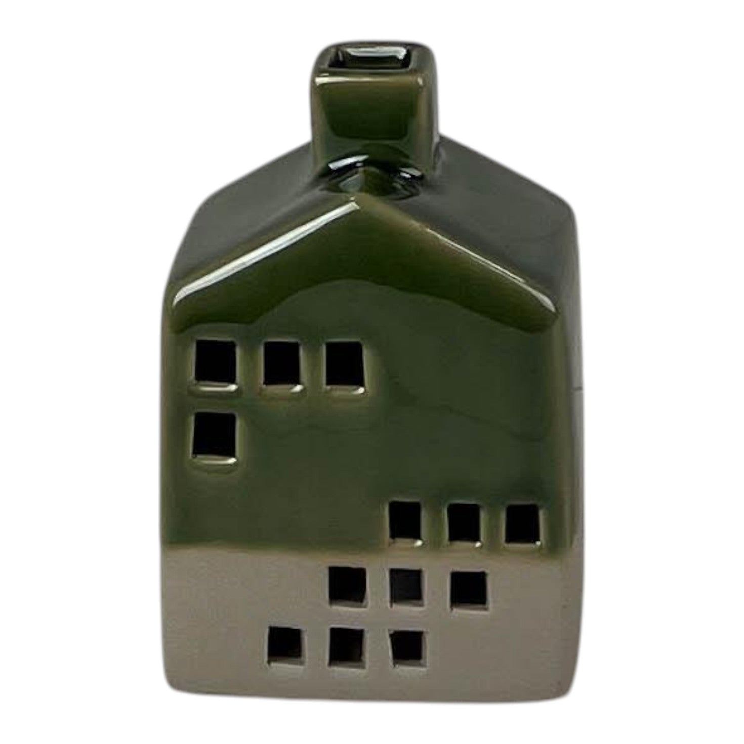 Green Ceramic House Decoration with LED (12cm)