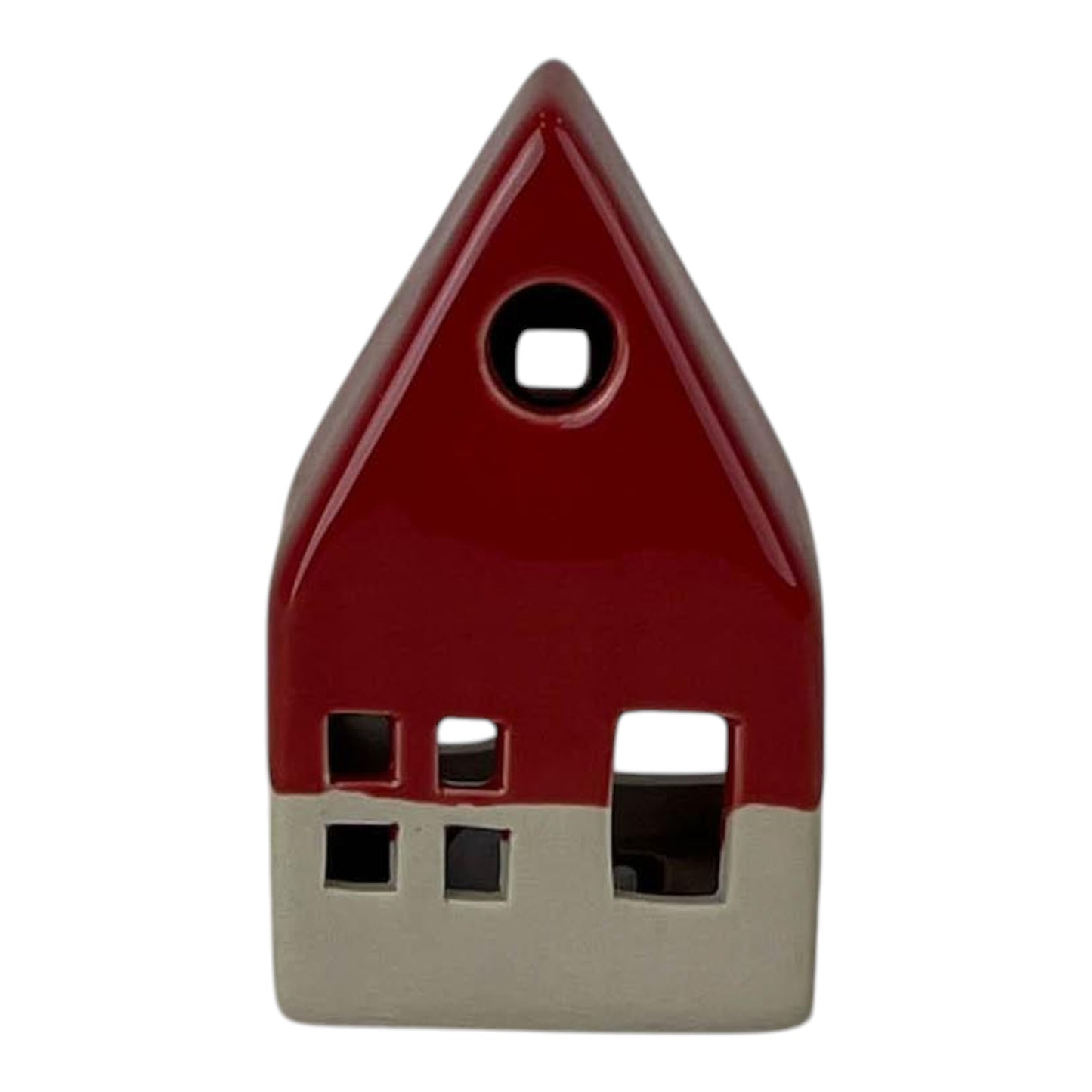Red/White Ceramic House Decoration with LED (12.5cm)