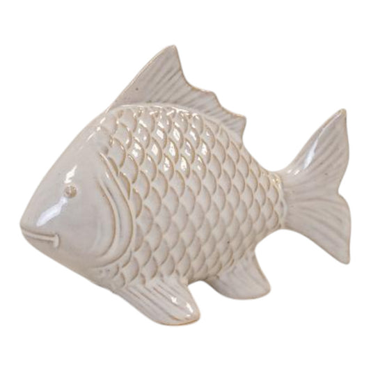 Glazed Ceramic Fish Ornament with Textured Detail (L13.4xW6.2xH10cm)