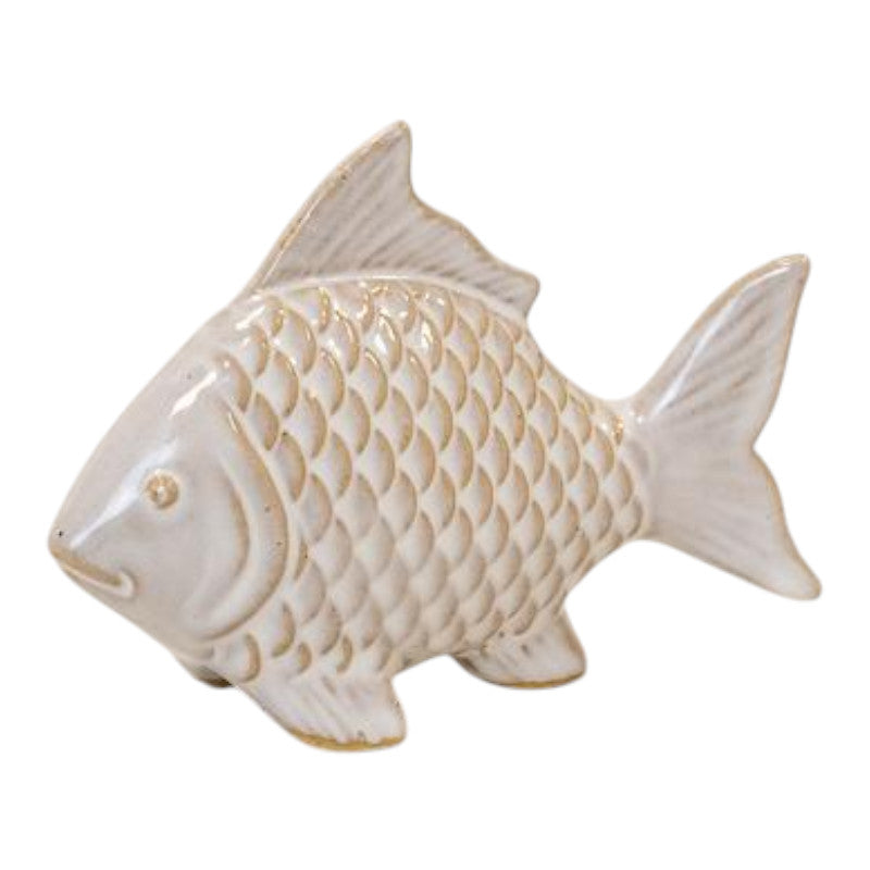 Glazed Ceramic Fish Ornament with Textured Detail (L10xW4xH7.5cm)