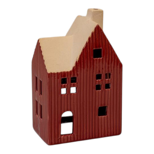 Large Red Ceramic House Tealight Holder