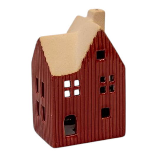 Medium Red Ceramic House Tealight Holder