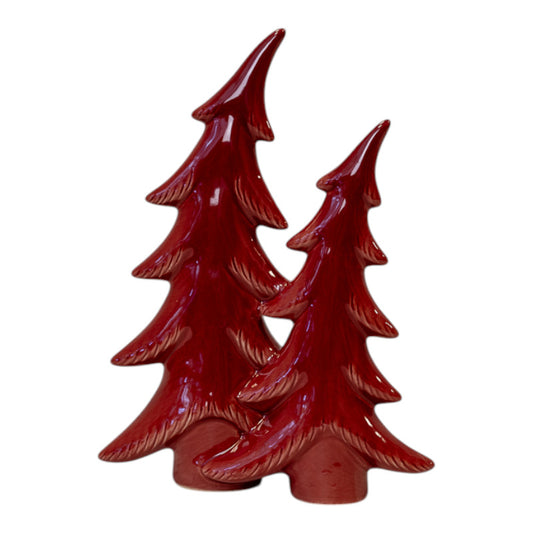 Large Red Ceramic Bendy Double Christmas Trees