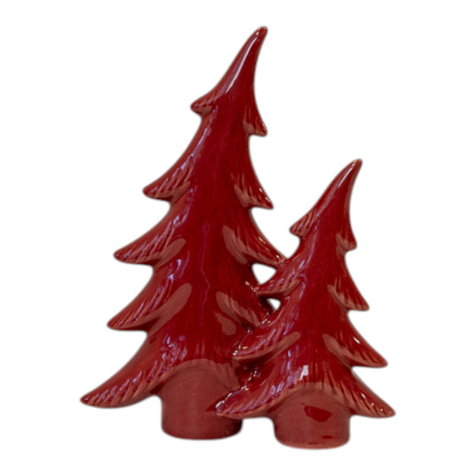 Medium Red Ceramic Bendy Double Christmas Trees