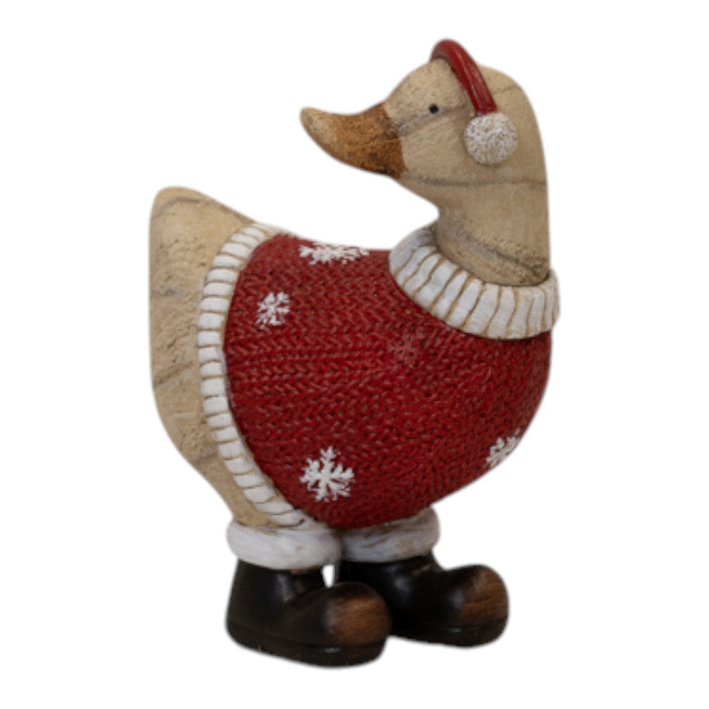 Polyresin Duck With Ear Muffs H 16.2cm