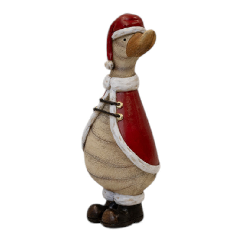 Polyresin Duck With Santa Hat 31.3cm