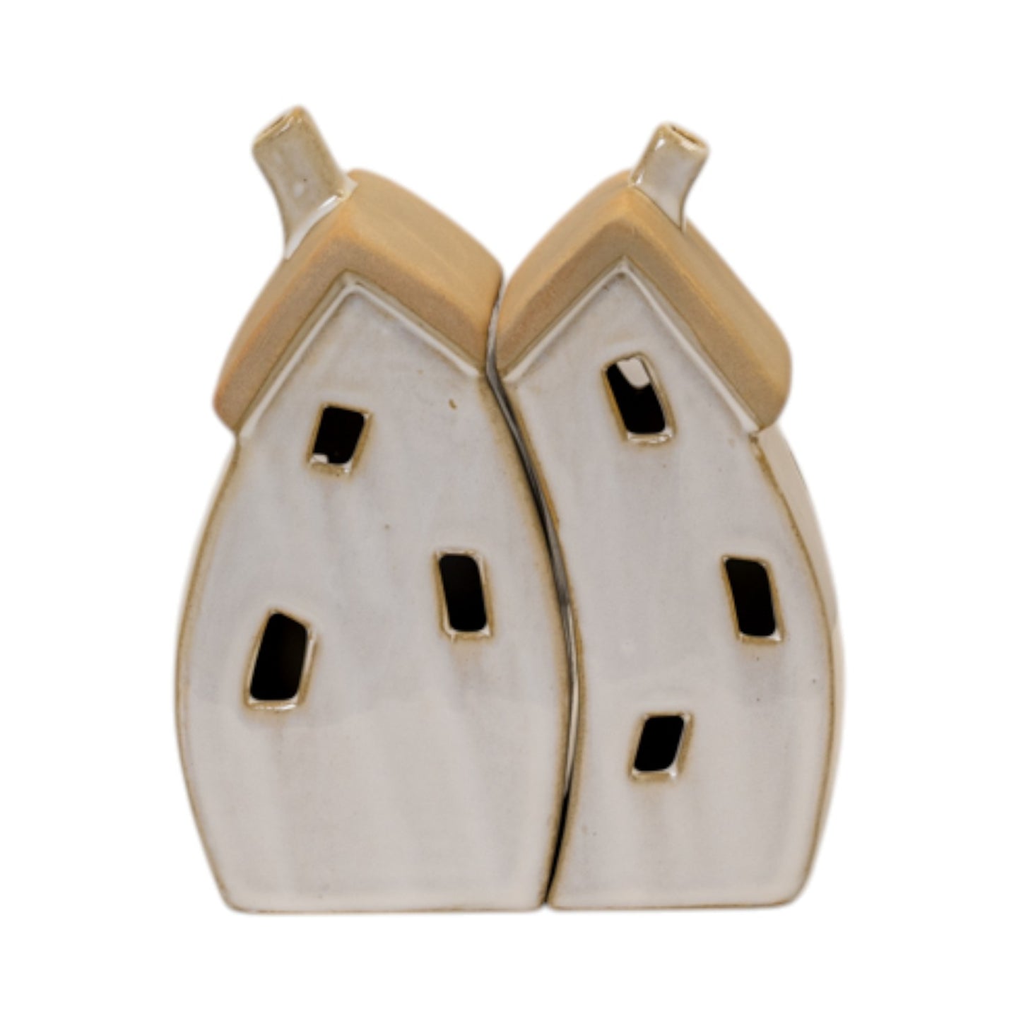 Stone Glazed Ceramic Twin House Ornament