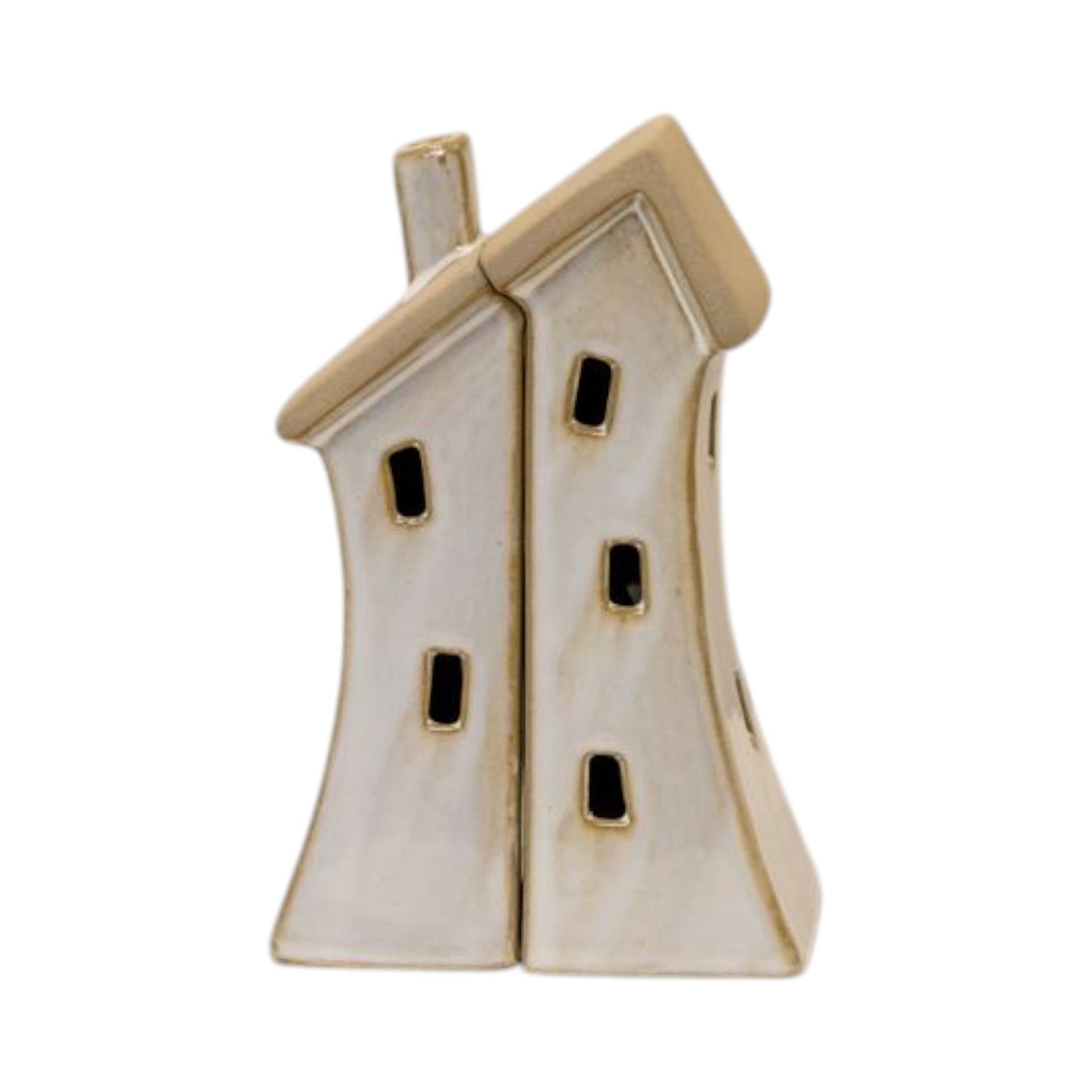 Stone Glazed Ceramic Twin House Ornament