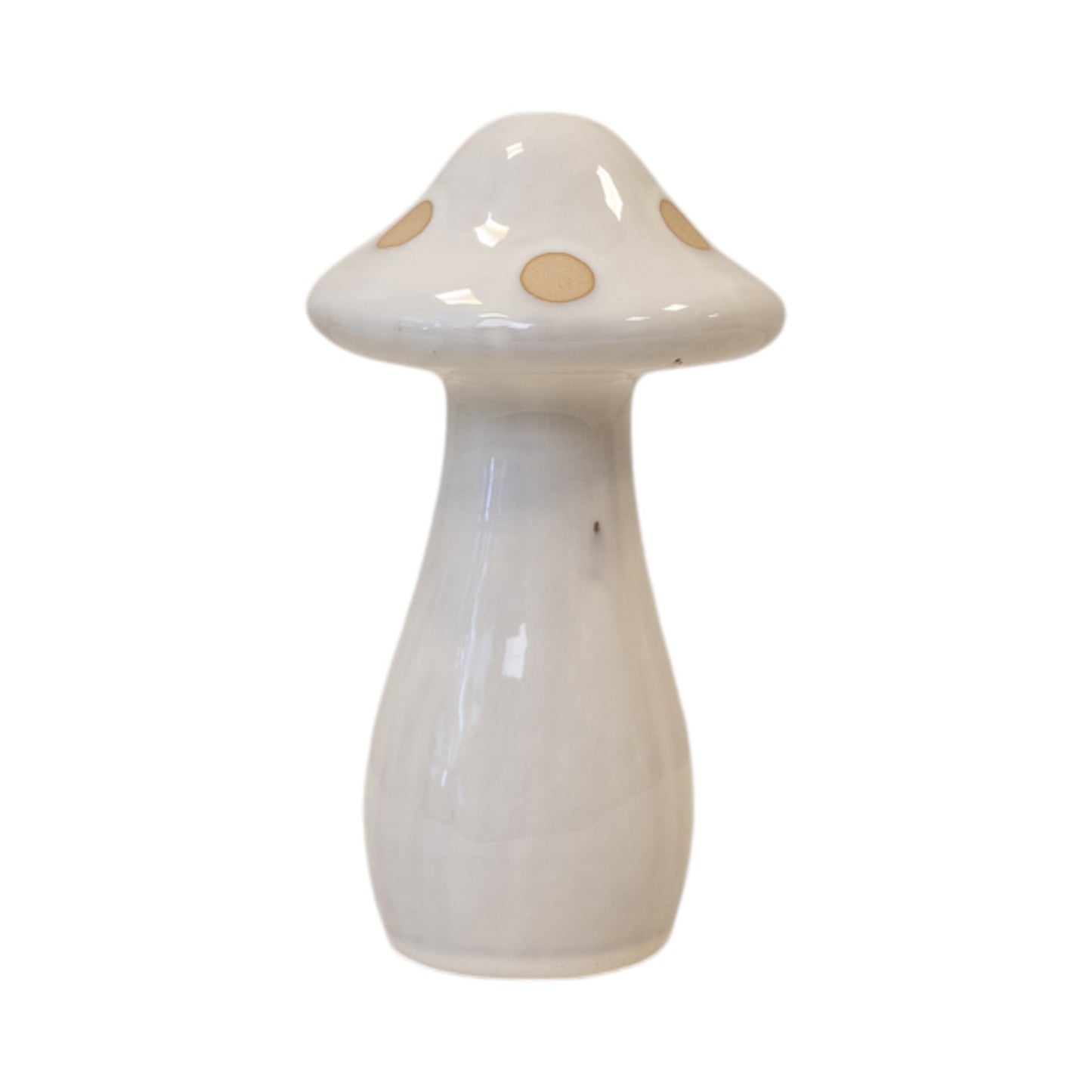 Medium Cream Ceramic Mushroom with Sand Dots