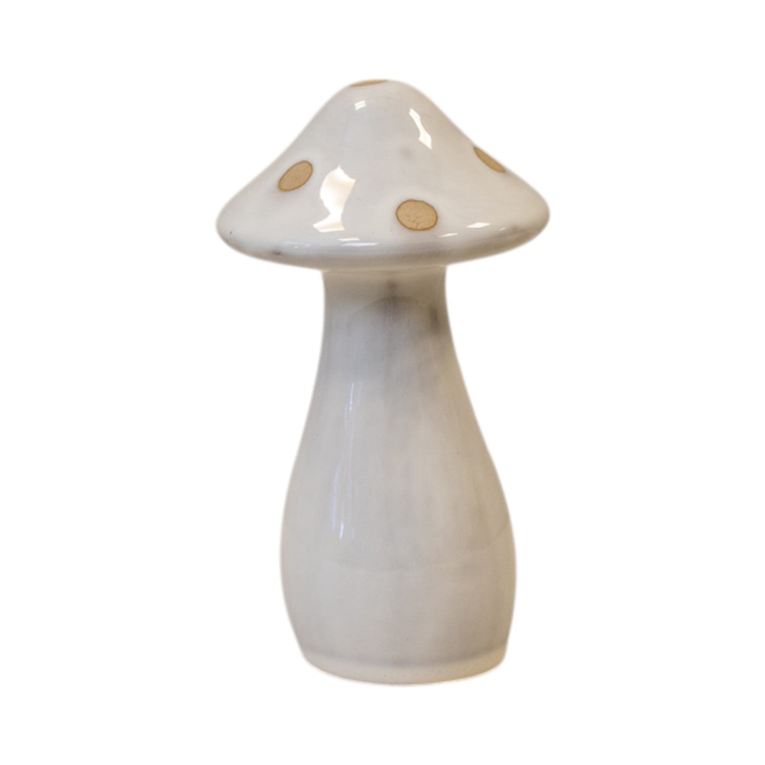 Small Cream Ceramic Mushroom with Sand Dots