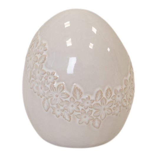 Large Ceramic Egg with Flower Garland