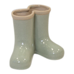 Sage Green Ceramic Wellingtons Vase Large 18.1cm x 14.7cm x 16.3cm