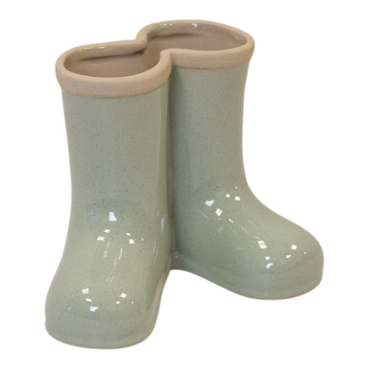 Sage Green Ceramic Wellingtons Vase Small 15.9cm x 12cm x 12.5cm