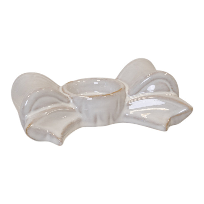 Natural Ceramic Bow Candle Holder