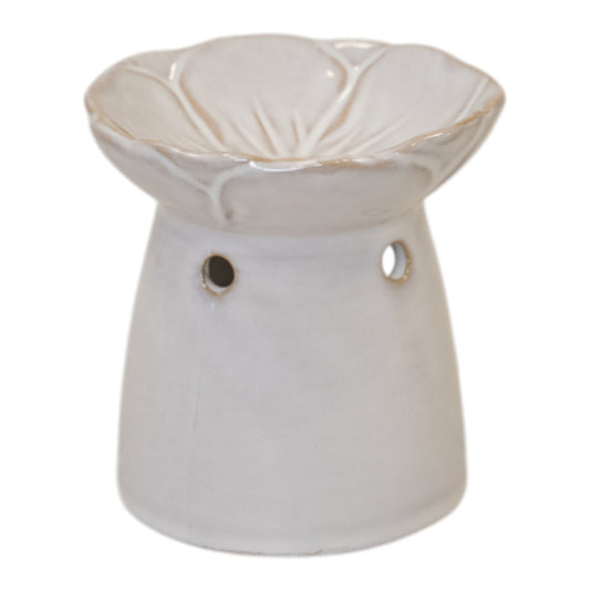 Natural Ceramic Oil Burner with Flower Design